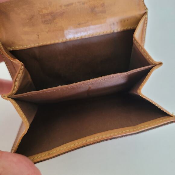 Etro Vintage Brown Paisley Medium Leather Wallet Compact Logo Italian Bifold - Picture 9 of 16